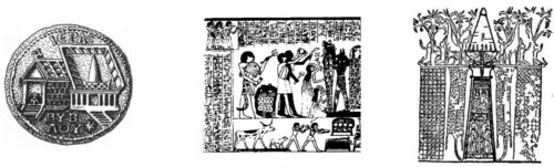 Древнейшие изображения архаичных башен в Вавилоне, Древнем Египте по прорисовкам З. З. Ситчина [7, 8].