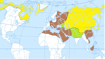 Карта географического распространения мировоззрения Тенгри